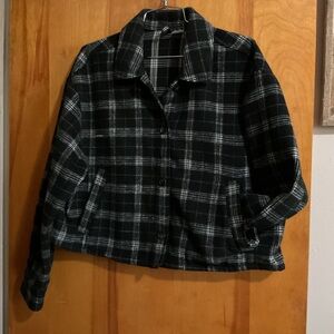 H&M Black Plaid Button-Front Women's Jacket